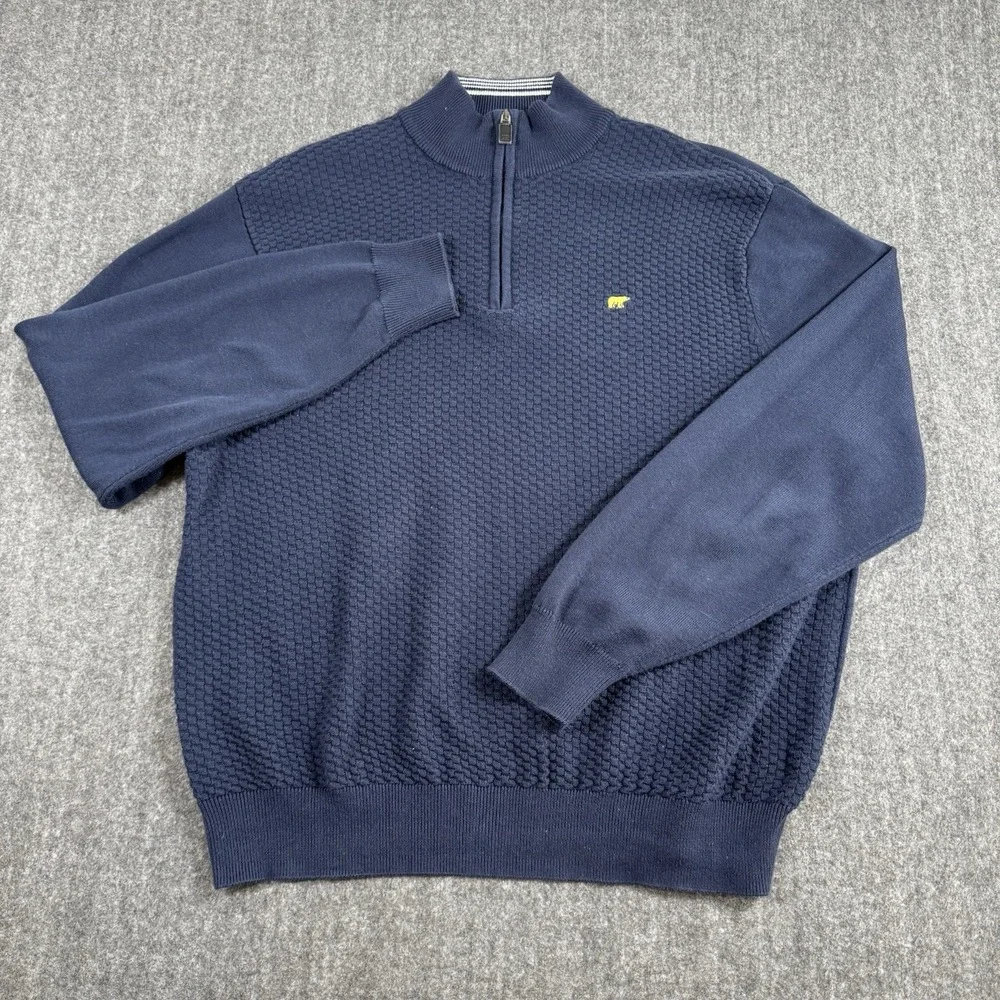 Jack Nicklaus Men's Medium Navy Blue Quarter-Zip Sweater Textured Knit